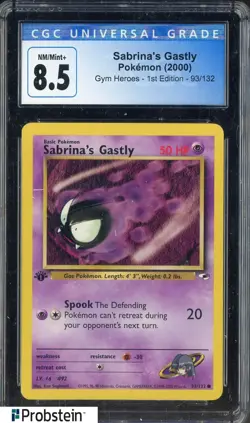 2000 Pokemon Gym Heroes 1st Edition #93 Sabrina's Gastly CGC 8.5 NM-MT+ - Image 1