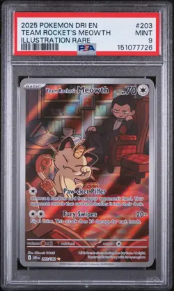 POKEMON TCG - DESTINED RIVALS - TEAM ROCKET'S MEOWTH 203/182 - PSA 9 - Image 1