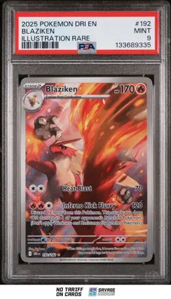 2025 Pokemon Destined Rivals Illust. Rare Holo Blaziken PSA 9 #192/182 - Image 1