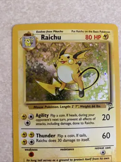 2000 Pokemon Raichu 16/130 Base Set 2 Holo Rare - Image 3
