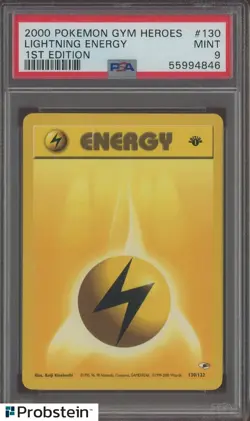 2000 Pokemon Gym Heroes 1st Edition #130 Lightning Energy PSA 9 MINT - Image 1