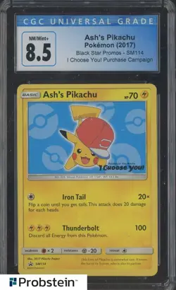 2017 Pokemon BSP I Choose You! Purchase Campaign #SM114 Ash' Pikachu CGC 8.5 - Image 1