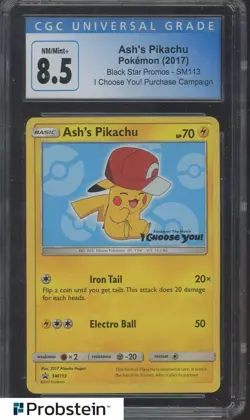 2017 Pokemon BSP I Choose You! Purchase Campaign #SM113 Ash' Pikachu CGC 8.5 - Image 1