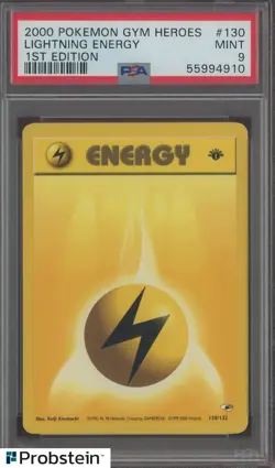 2000 Pokemon Gym Heroes 1st Edition #130 Lightning Energy PSA 9 MINT - Image 1