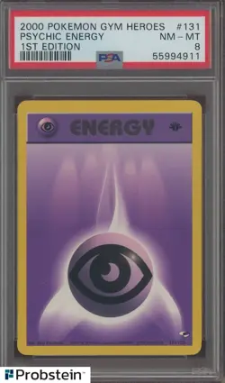 2000 Pokemon Gym Heroes 1st Edition #131 Psychic Energy PSA 8 NM-MT - Image 1