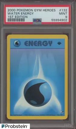 2000 Pokemon Gym Heroes 1st Edition #132 Water Energy PSA 9 MINT - Image 1