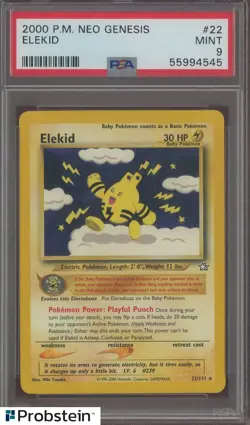 2000 Pokemon Neo Genesis #22 Elekid PSA 9 MINT - Image 1