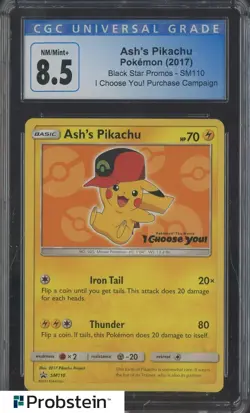 2017 Pokemon BSP I Choose You! Purchase Campaign #SM110 Ash' Pikachu CGC 8.5 - Image 1