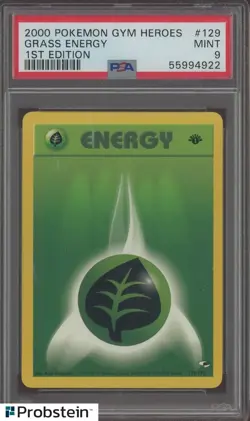 2000 Pokemon Gym Heroes 1st Edition #129 Grass Energy PSA 9 MINT - Image 1