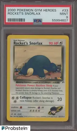 2000 Pokemon Gym Heroes #33 Rocket's Snorlax PSA 9 MINT - Image 1