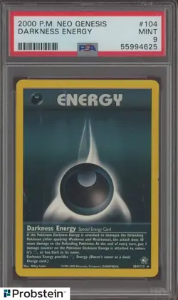 2000 Pokemon Neo Genesis #104 Darkness Energy PSA 9 MINT - Image 1