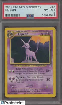 2001 Pokemon Neo Discovery #20 Espeon PSA 8 NM-MT - Image 1