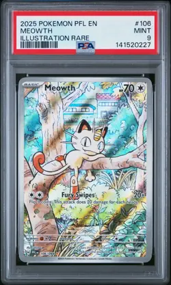 2025 POKEMON PFL EN-PHANTASMAL FLAMES ILLUSTRATION RARE MEOWTH 106 PSA 9 - Image 3