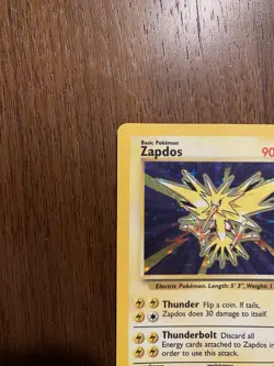 1999 Pokemon WOTC: Base Set Zapdos 16/102 Holo Rare Vintage - Lightly Played - Image 2