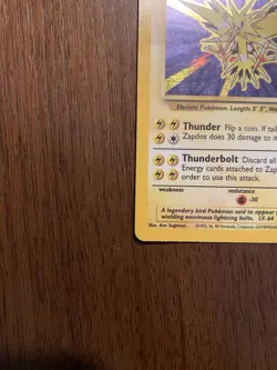 1999 Pokemon WOTC: Base Set Zapdos 16/102 Holo Rare Vintage - Lightly Played - Image 5