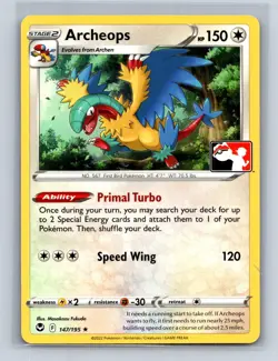 ARCHEOPS 147/195 R PRIZE PACK SERIES CARDS POKEMON NM - Image 1
