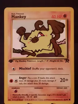 Pokemon Card 1st Edition Mankey 61/82 - Team Rocket - VLP-NM - Image 1