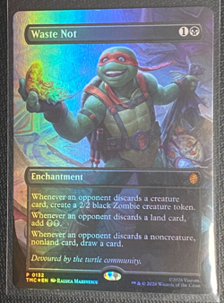 Waste Not (Borderless) Commander: Teenage Mutant Ninja Turtles Foil TMC #132 Nm- - Image 1