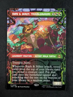2026 Magic: The Gathering RAPH & MIKEY, TROUBLEMAKERS #0250 TMNT Showcase Rare - Image 1
