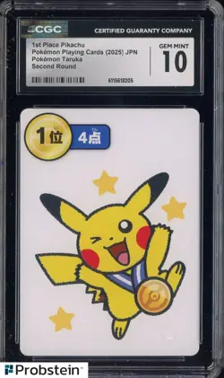 2025 Pokemon Japanese Takura Playing Cards Second Round 1st Place Pikachu CGC 10 - Image 1