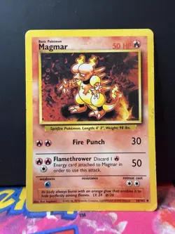Vintage Pokemon TCG Base Set Shadowless WoTC Magmar Uncommon Card #36/102 1999 - Image 1