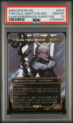 2025 MTG FINAL FANTASY COMMANDER #0215 Y'SHTOLA, NIGHT'S BLESSED PSA 10 - Image 1