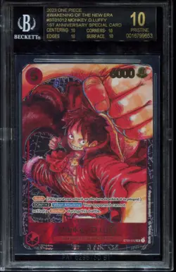 Monkey D Luffy ST01-012 SR BGS 10 Black Label 1st Anniversary One Piece Card - Image 1