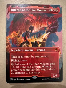 MTG - Inferno of the Star Mounts Borderless -Adventures in the Forgotten Realm - Image 1