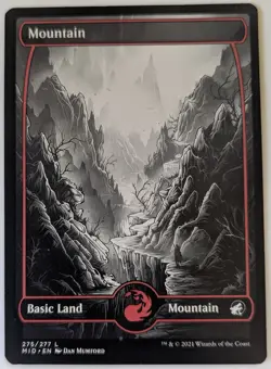 Magic the Gathering #275/277 Innastrad Crimson Vow B&W MOUNTAIN 2021 New - Image 1