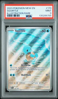2023 POKEMON MEW EN 151 SQUIRTLE #170/165 ILLUSTRATION RARE HOLO PSA 9 - Image 1