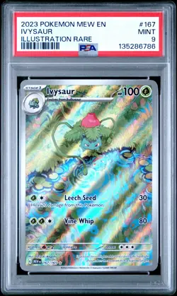 2023 POKEMON MEW EN 151 IVYSAUR #167/165 ILLUSTRATION RARE HOLO PSA 9 - Image 1