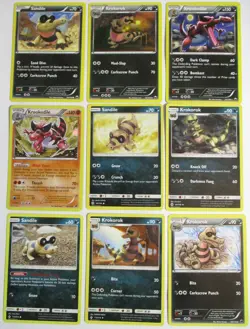Sandile Krokorok Krookodile 9 Pokemon Card Lot Various Sets - Image 1