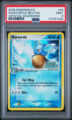 2006 POKEMON EX CRYSTAL GUARDIANS #43 WARTORTLE-REVERSE FOIL PSA 9 - Image 1