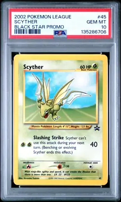 2002 WOTC POKEMON LEAGUE BLACK STAR PROMO SCYTHER #45 PSA 10 A - Image 1