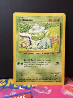 Pokemon TCG Bulbasaur Base Set 44/102 40 HP Common Regular English - Image 1