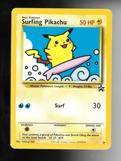 Pokemon Surfing Pikachu #28 - 2001 Wizards Black Star Promo 50 HP - Image 1
