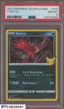 2021 Pokemon Celebrations #019 Yveltal PSA 8 NM-MT - Image 1