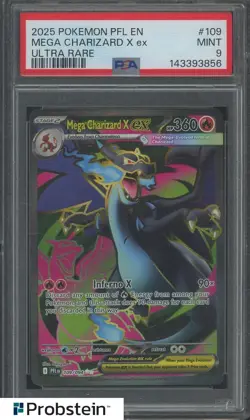 2025 Pokemon PFL EN #109 Mega Charizard X ex Ultra Rare PSA 9 MINT - Image 1