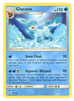 Pokemon TCG - Glaceon SM238 Black Star Promo Card Sun & Mook Promo - NM - Image 1