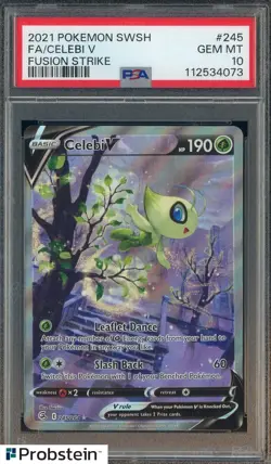 2021 Pokemon SWSH Fusion Strike #245 FA Celebi V PSA 10 GEM MINT - Image 1