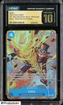 2025 One Piece PC Best Selection Vol.4 #OP10-049 Sabo Parallel CGC 10 PRISTINE - Image 1