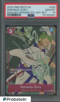 2024 One Piece En English Version 1st Anv Set #025 Roronoa Zoro PSA 10 #1 - Image 1