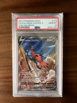Galarian Zapdos V 174/198 Chilling Reign Alt Art Pokemon TCG - PSA 10 Gem Mint - Image 1