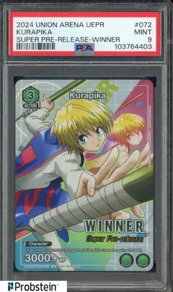 2024 Union Arena UEPR #072 Kurapika Super Pre Release Winner PSA 9 MINT - Image 1