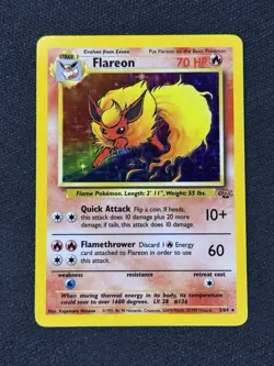 Pokemon TCG Flareon Holo Rare Card 3/64 Jungle Unlimited NM Condition WOTC - Image 1