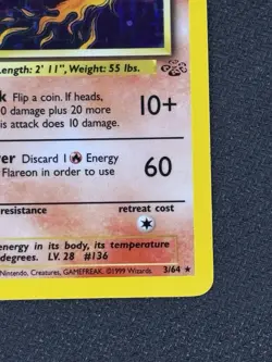 Pokemon TCG Flareon Holo Rare Card 3/64 Jungle Unlimited NM Condition WOTC - Image 4