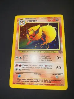 Pokemon TCG Flareon Jungle Holo Card 3/64 Unlimited Rare - Image 1
