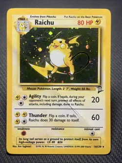 Raichu Base Set 2 Holo Rare 16/102 Pokemon Card - WOTC 1999 DMG - Image 1