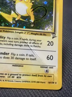 Raichu Base Set 2 Holo Rare 16/102 Pokemon Card - WOTC 1999 DMG - Image 2