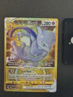 Pokemon Go Gold Mewtwo VSTAR Holo Ultra Rare Card 086/078 Pokemon TCG - Image 1